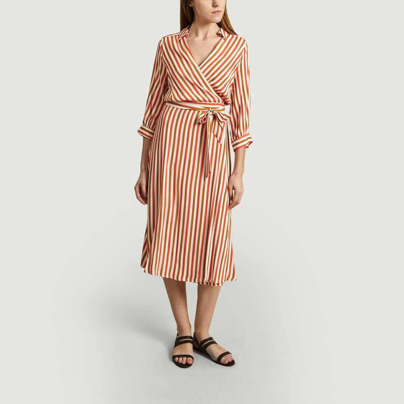 Robe portefeuille Relaxante à imprimé rayé - La Petite Française