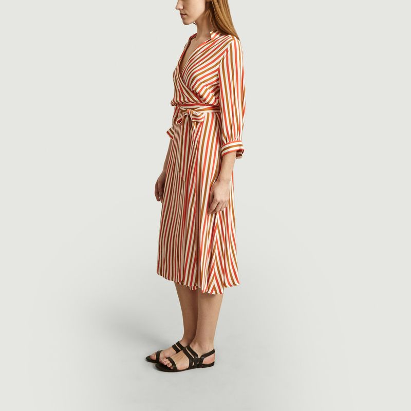 Robe portefeuille Relaxante à imprimé rayé - La Petite Française