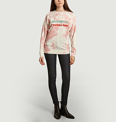 Sentimental tie and dye sweatshirt with lettering