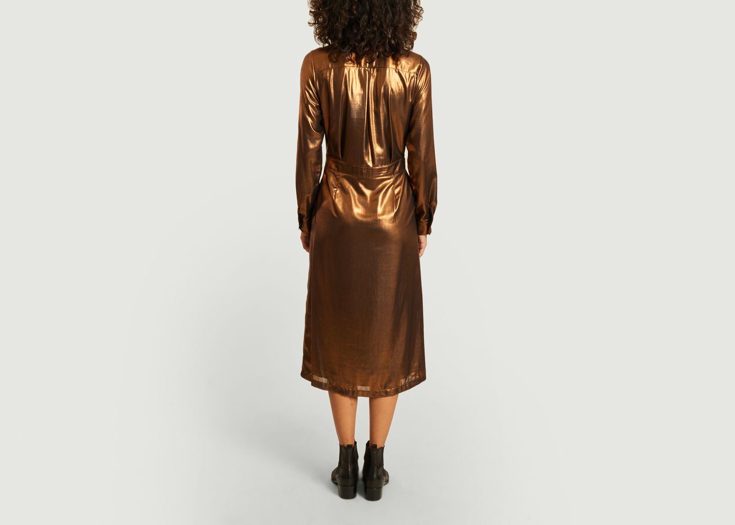 Robe-chemise midi lamée Roxane - La Petite Française