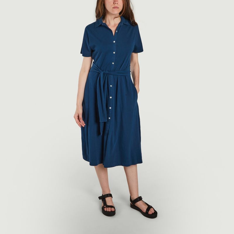 Organic cotton midi dress Ralini Basic Navy Blue Leon & Harper | L ...