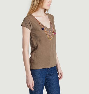 Organic cotton t-shirt with necklace pattern Tonton Medail