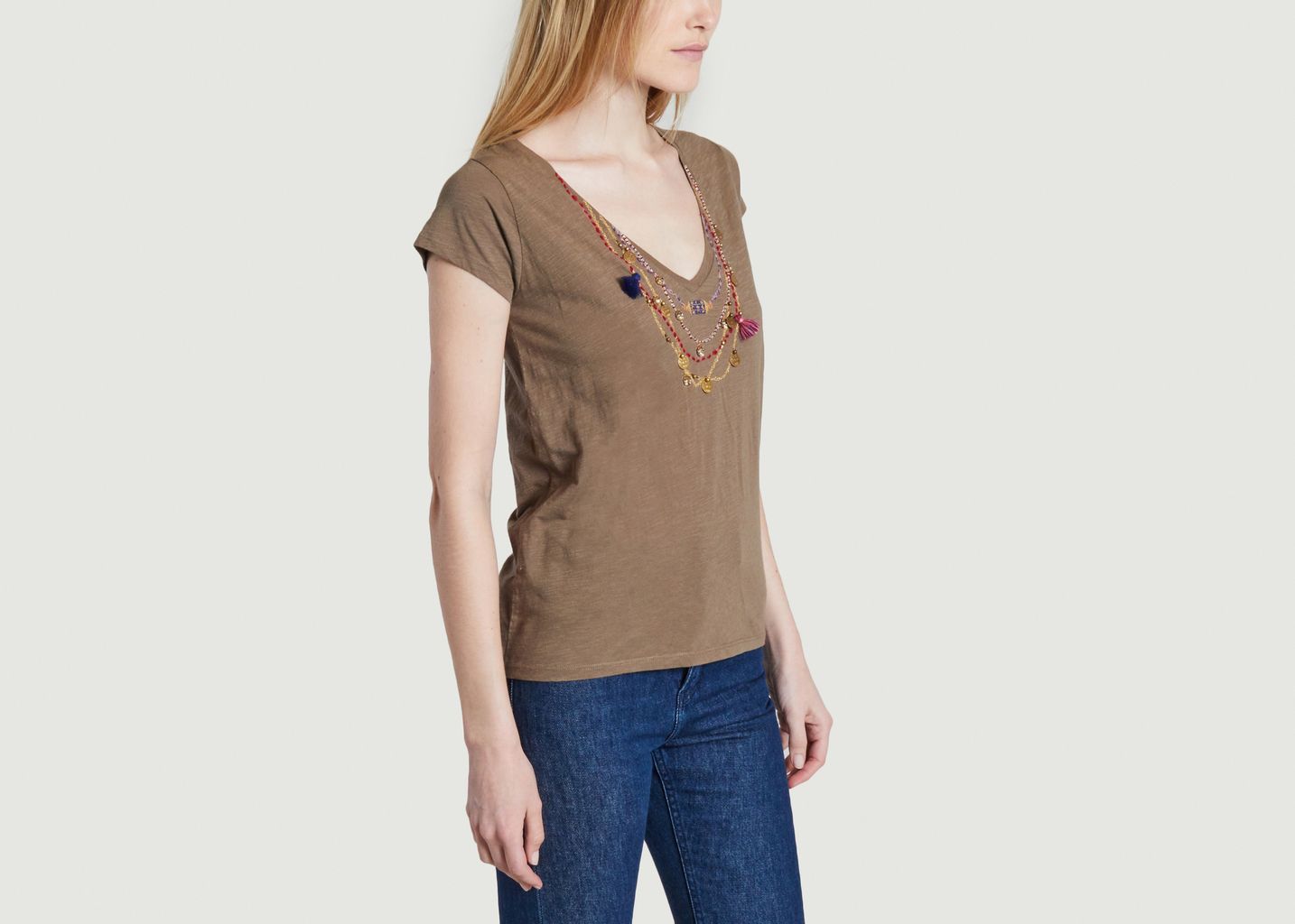 Organic cotton t-shirt with necklace pattern Tonton Medail - Leon & Harper