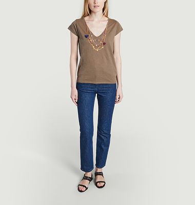 Organic cotton t-shirt with necklace pattern Tonton Medail
