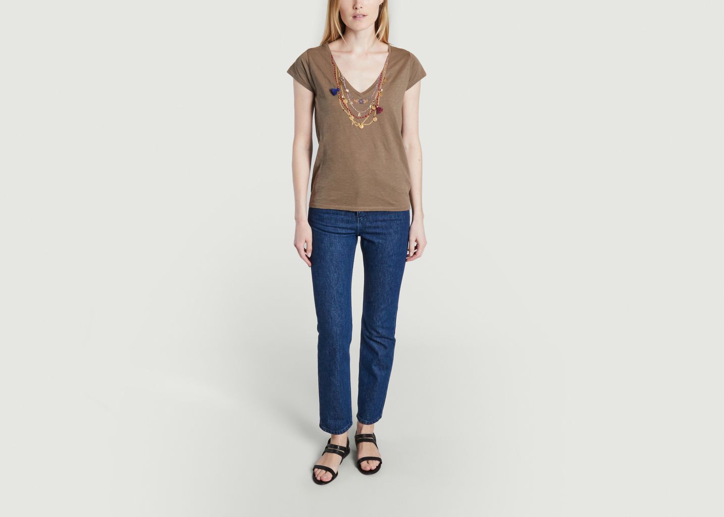 Organic cotton t-shirt with necklace pattern Tonton Medail - Leon & Harper