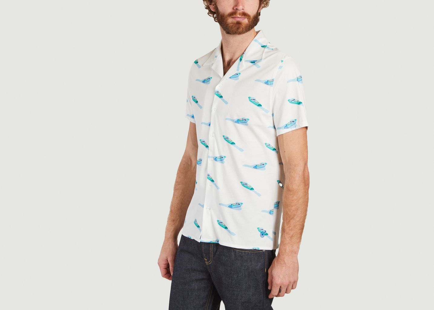 Luigi Riva short sleeve shirt with boat print - Les Garçons Faciles