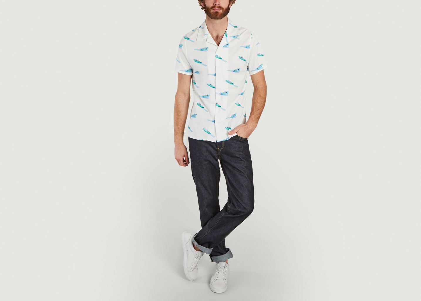 Luigi Riva short sleeve shirt with boat print - Les Garçons Faciles
