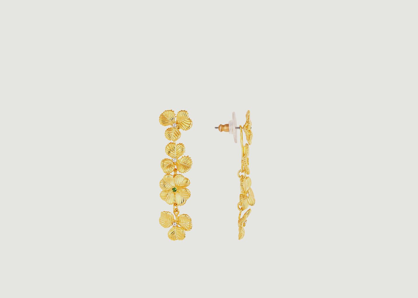 Boucles d'Oreille Tiges Trèfles et Cristaux - Les Néréides