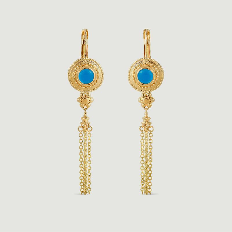 Blue stone and chain earrings - Les Néréides