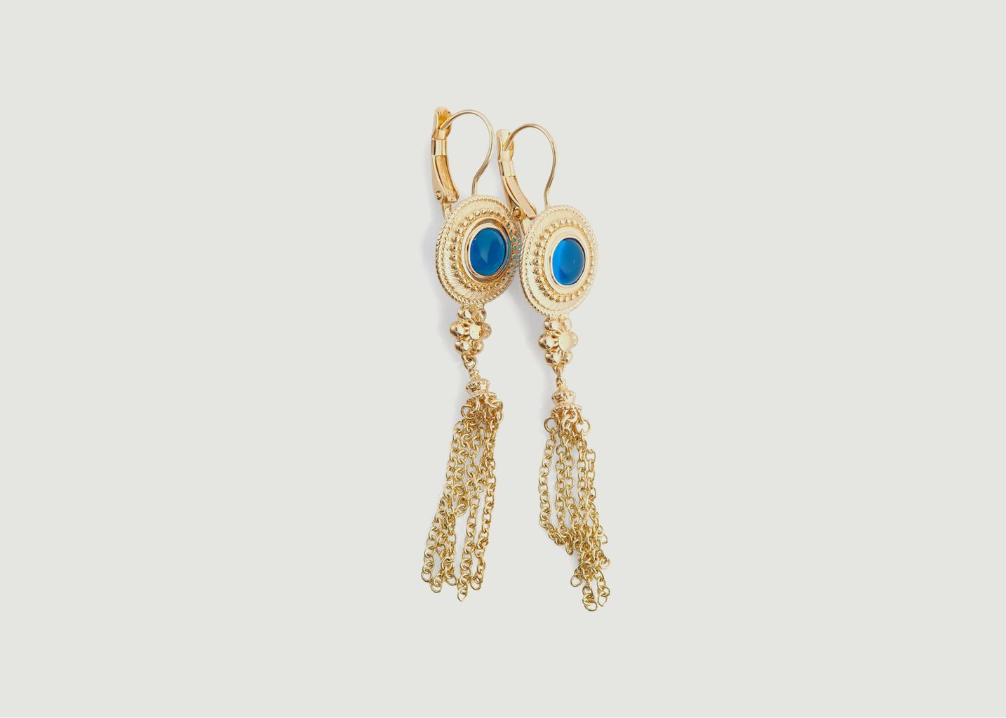 Blue stone and chain earrings - Les Néréides