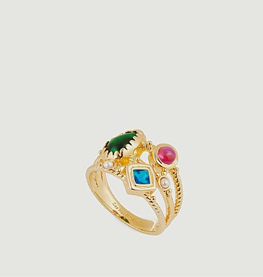 Cocktail ring with colored stones