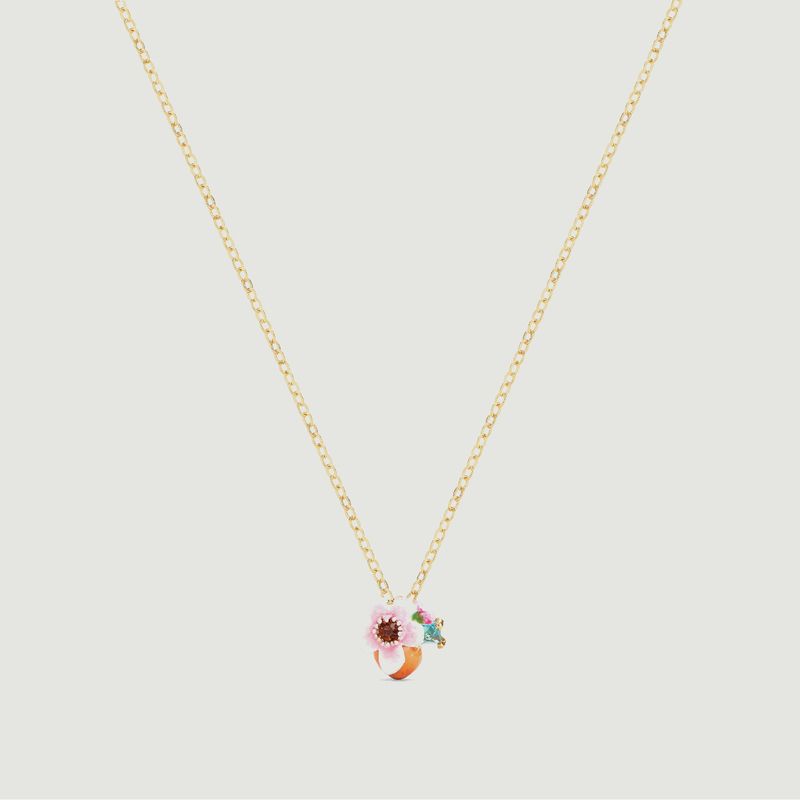 Collier pendentif abricot et fleur - Les Néréides