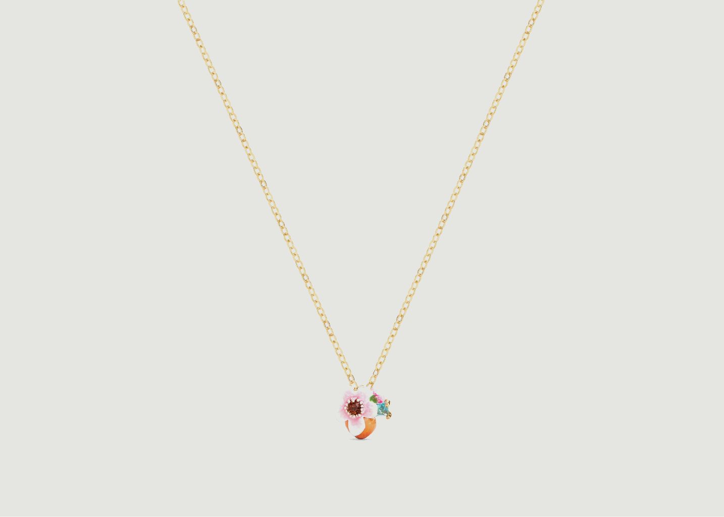 Collier pendentif abricot et fleur - Les Néréides
