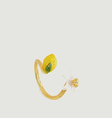 Verstellbarer Ring mit Zitrone und Zitronenblüte