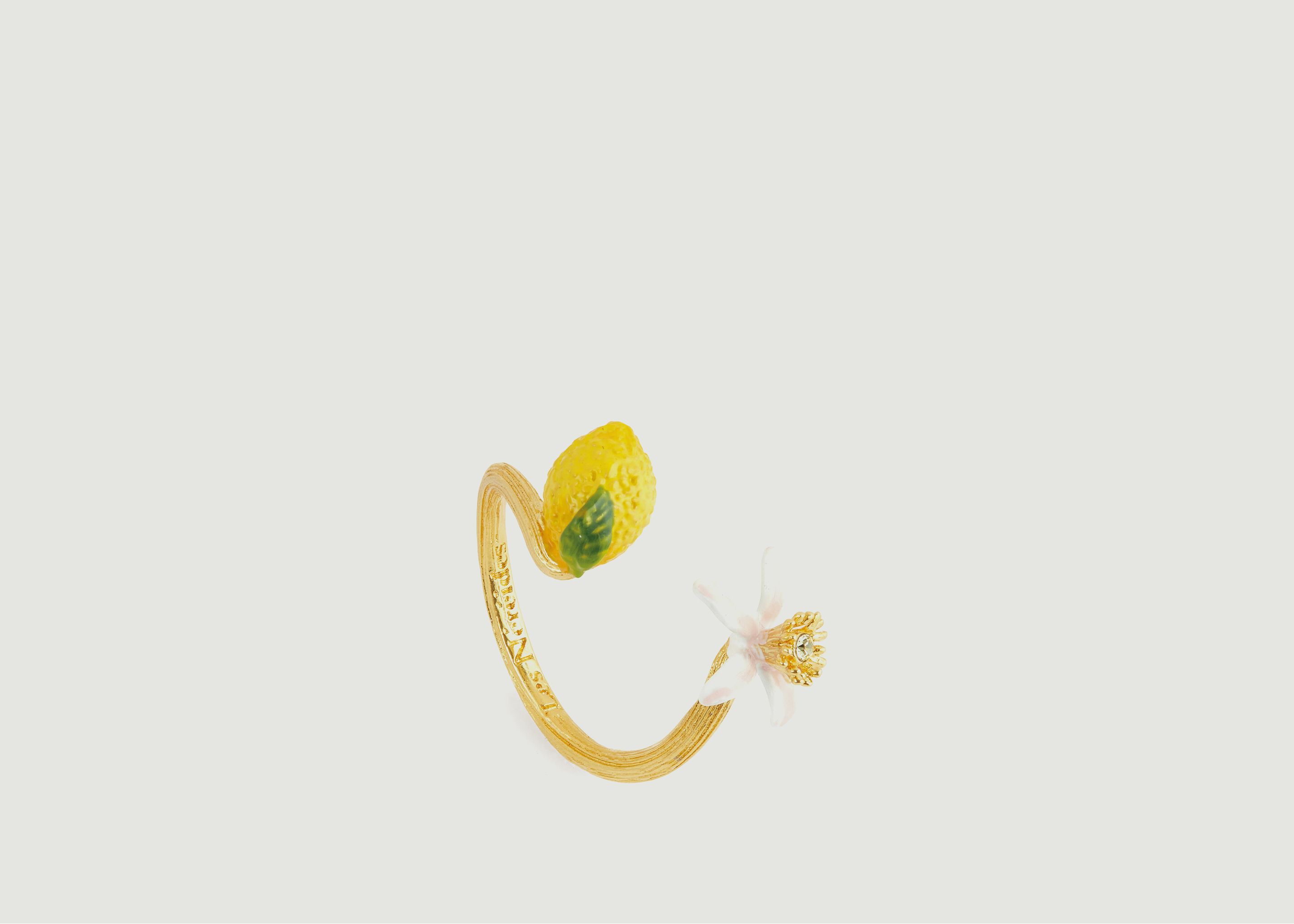 Verstellbarer Ring mit Zitrone und Zitronenblüte - Les Néréides