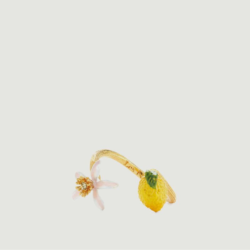 Bague ajustable citron et fleur de citronnier - Les Néréides
