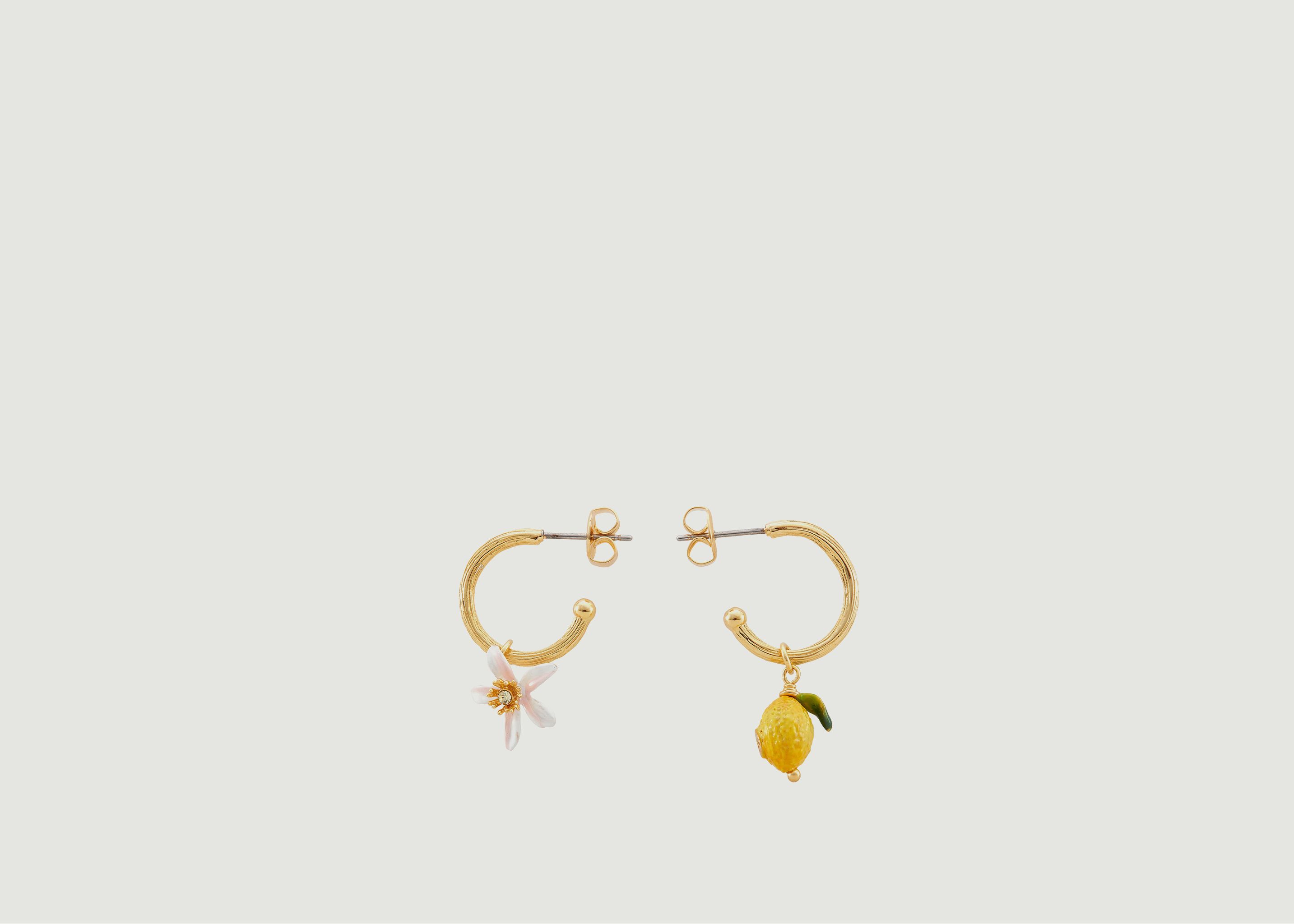 Lemon and lemon flower creole earrings - Les Néréides