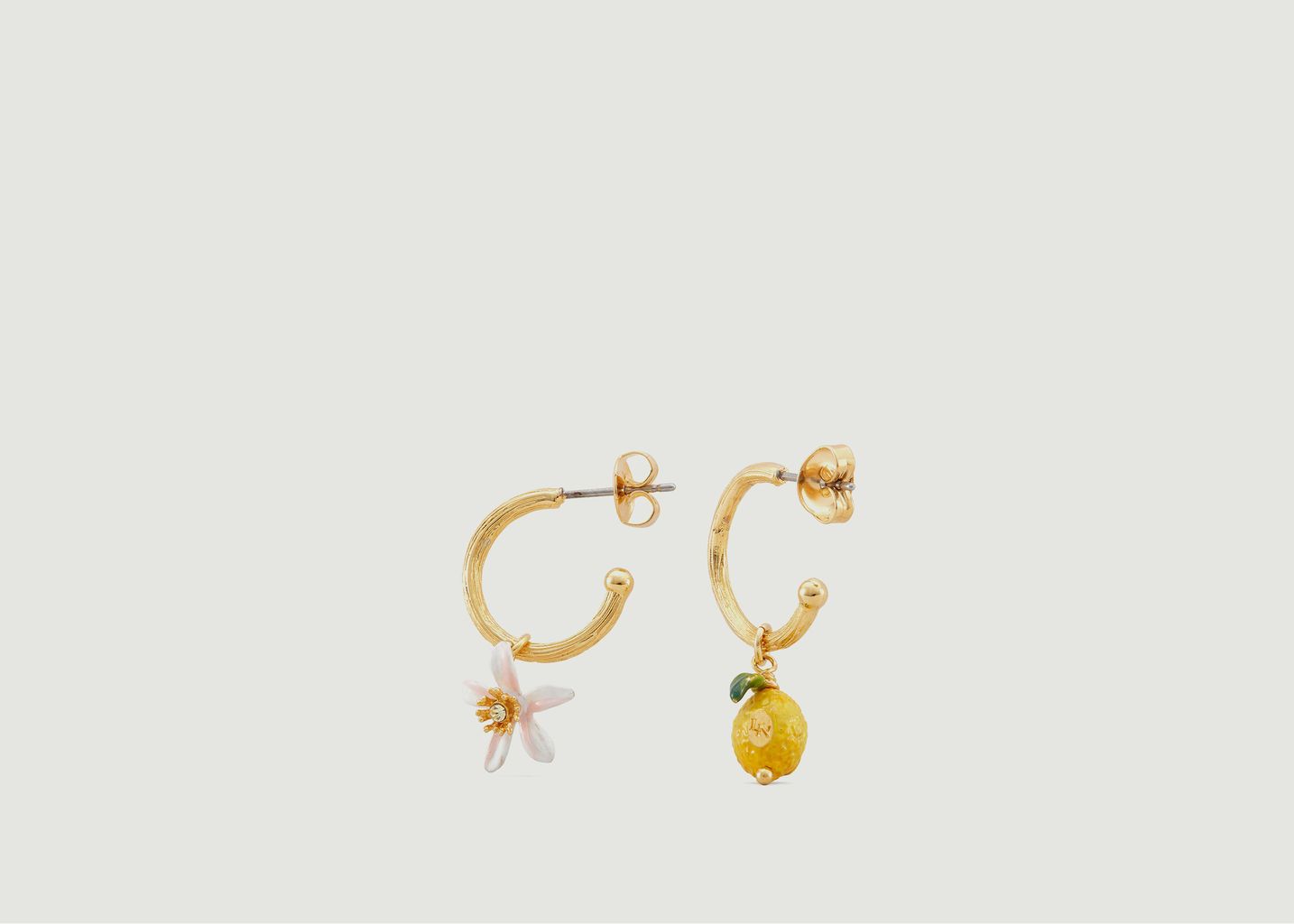 Boucles d'oreilles créoles citron et fleur de citronnier - Les Néréides