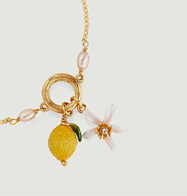 Bracelet fin citron et fleur de citronnier