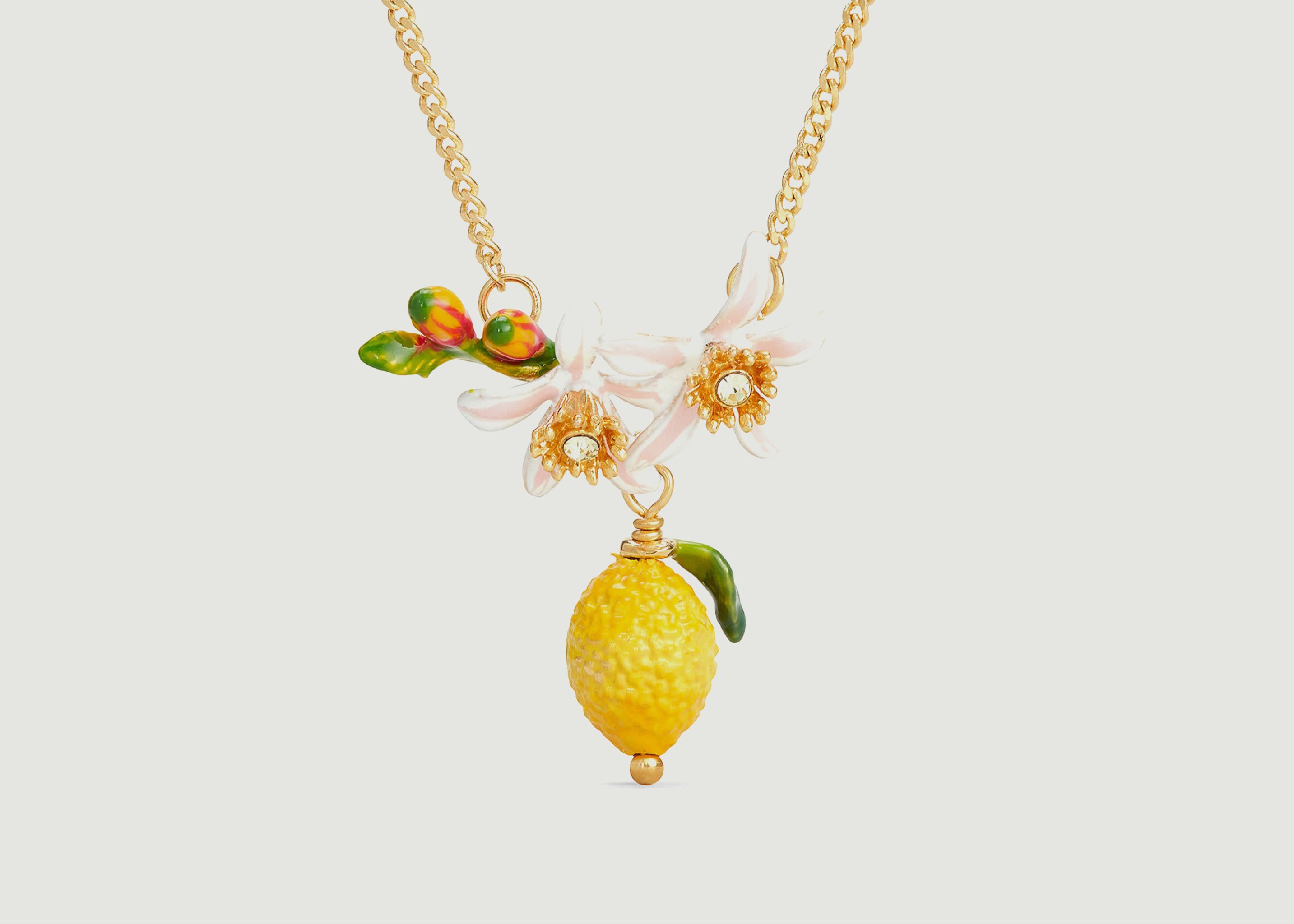 Plastron-Halskette Zitrone, Knospen und Blüten des Zitronenbaums - Les Néréides