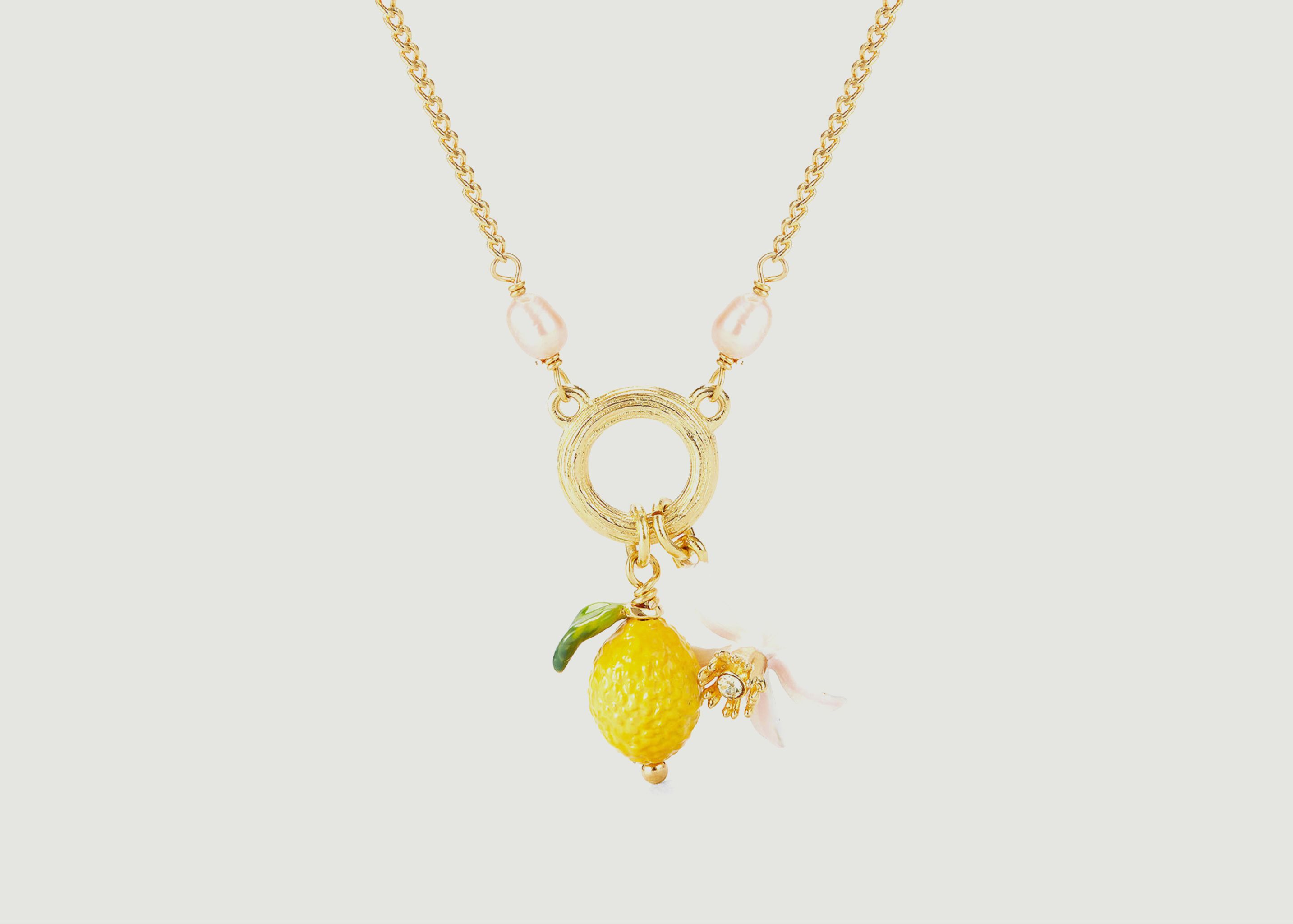 Halskette mit Zitronenanhänger und Zitronenblüte - Les Néréides