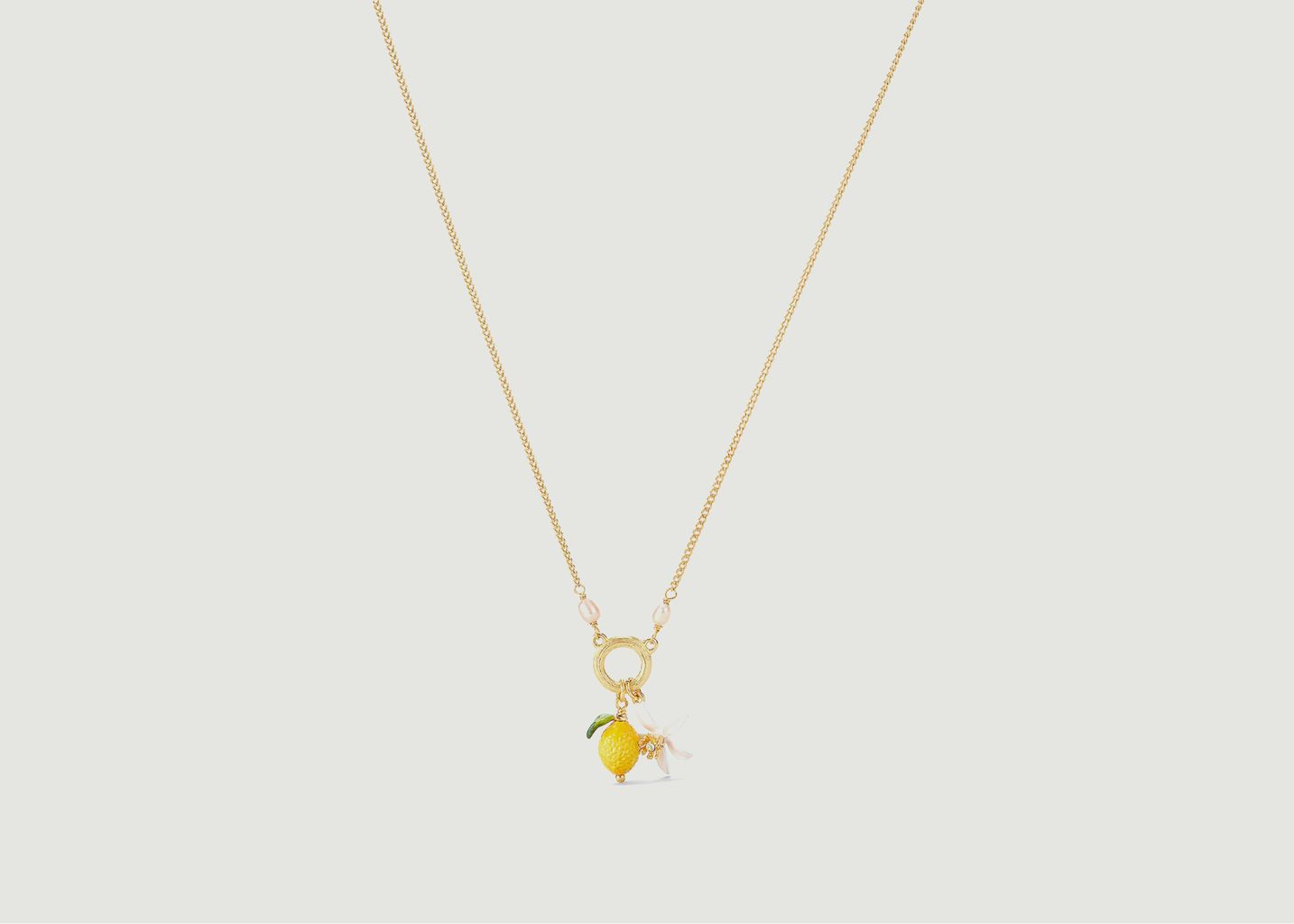 Collier pendentif citron et fleur de citronnier - Les Néréides