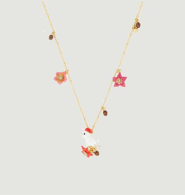 Necklace with rabbit, Christmas stars and pine cones charms