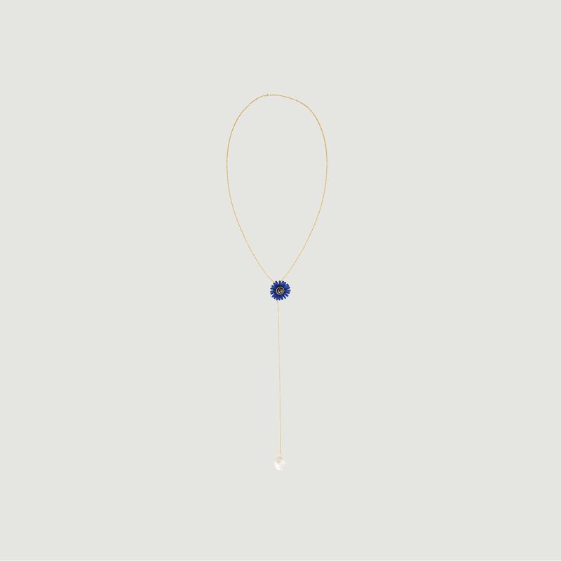 Long thin necklace with gerbera pendant - Les Néréides