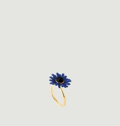 Adjustable gold plated and enamel gerbera ring