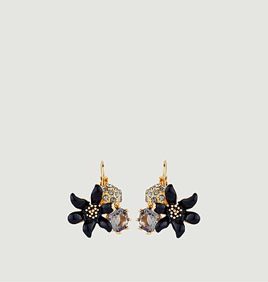 Lily and crystal sleeper earrings