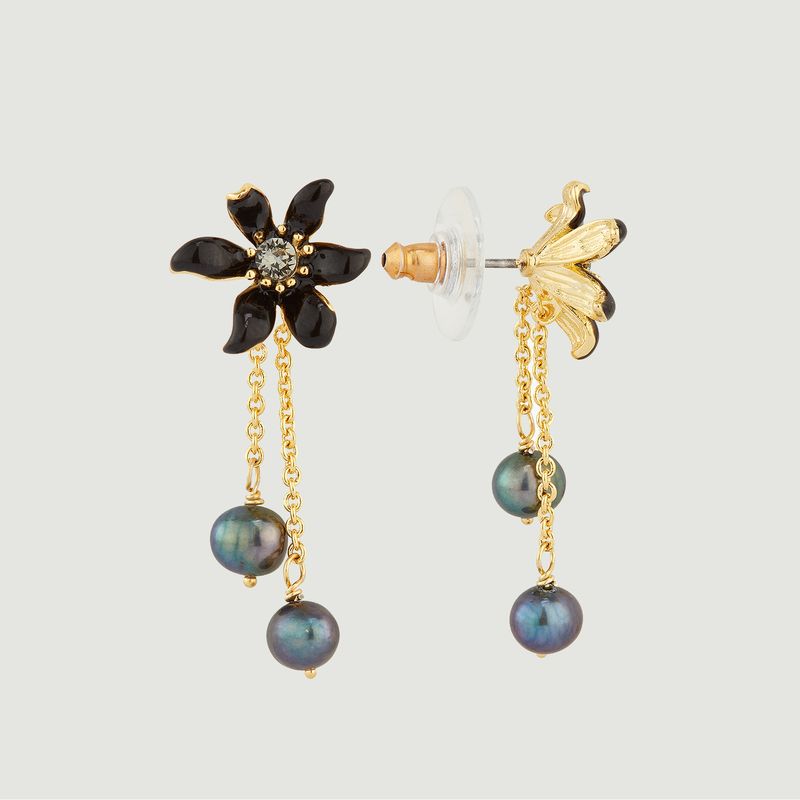 Lily and cultured pearl earrings - Les Néréides