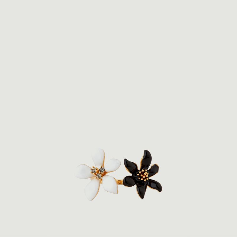 Bague ajustable fleur de lys et renoncule Noir Les Néréides | L'Exception