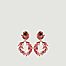 Boucles d'oreilles pendantes feuillage, pierre et petits cristaux - Les Néréides