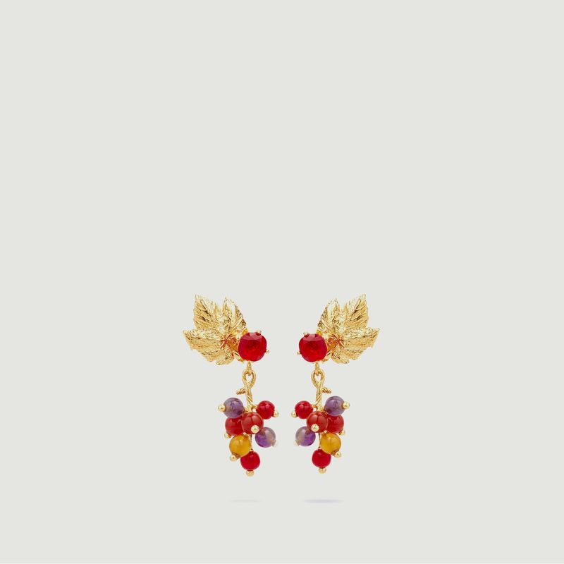 Boucles d'oreilles pendantes raisin et feuille de vigne - Les Néréides