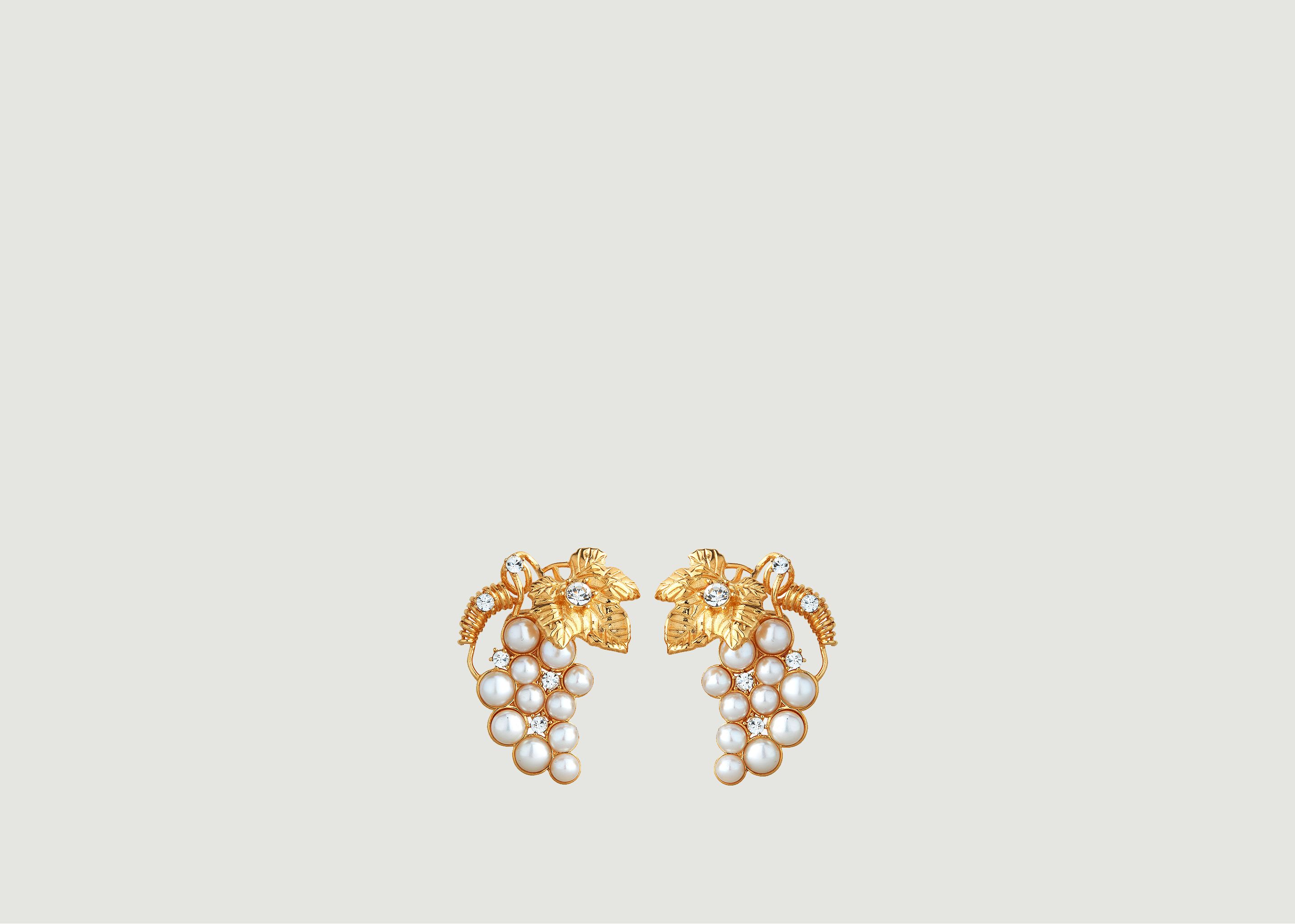 Boucles d'oreilles puces grappe de raisin perles de culture - Les Néréides