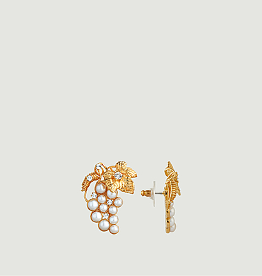 Boucles d'oreilles puces grappe de raisin perles de culture