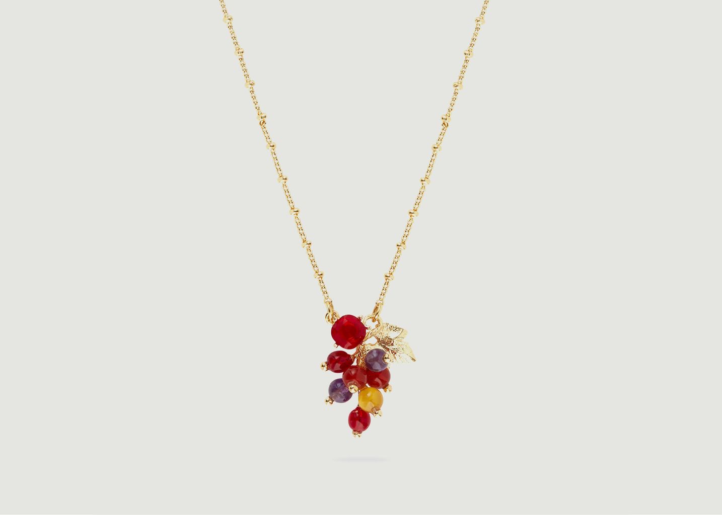 Thin necklace with grapes and vine leaf pendant - Les Néréides