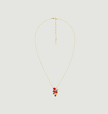 Thin necklace with grapes and vine leaf pendant