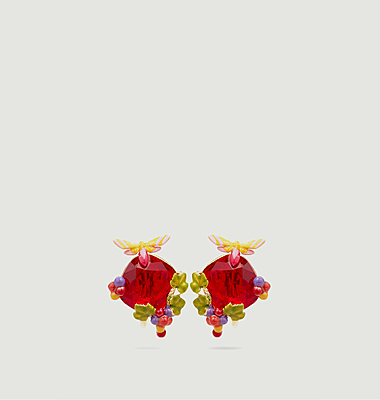 Boucles d'oreilles puces papillon et raisins