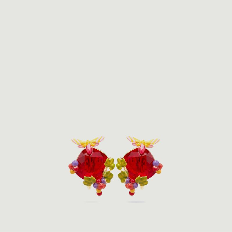 Boucles d'oreilles puces papillon et raisins - Les Néréides