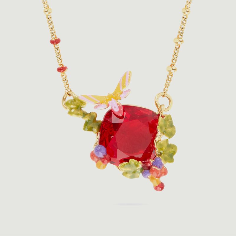 Fine necklace with faceted stone and butterfly pendant - Les Néréides