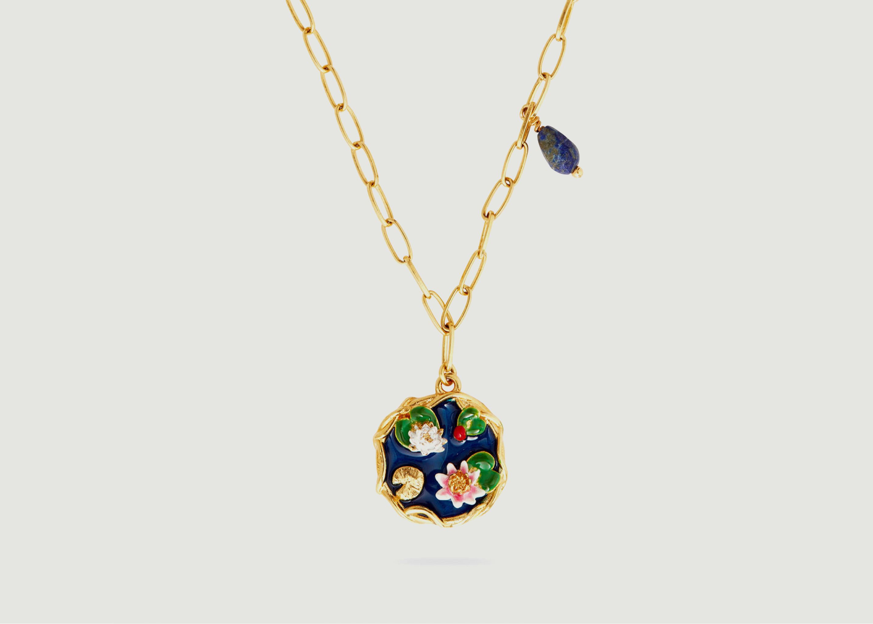 Necklace pendant floating garden in gold-plated brass - Les Néréides