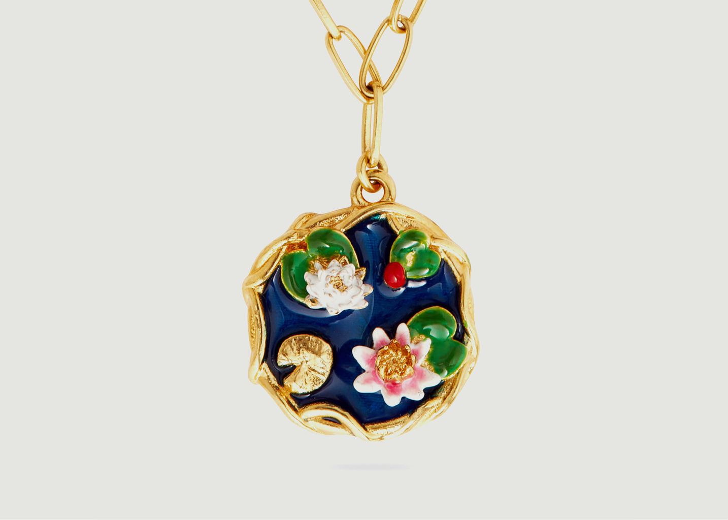 Halskette mit Anhänger Schwebender Garten aus vergoldetem Messing - Les Néréides