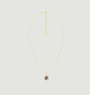 Necklace pendant floating garden in gold-plated brass