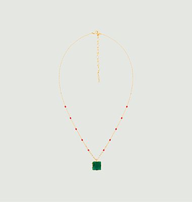 Necklace-Kette mit quadratischem Stein Anhänger Colorama