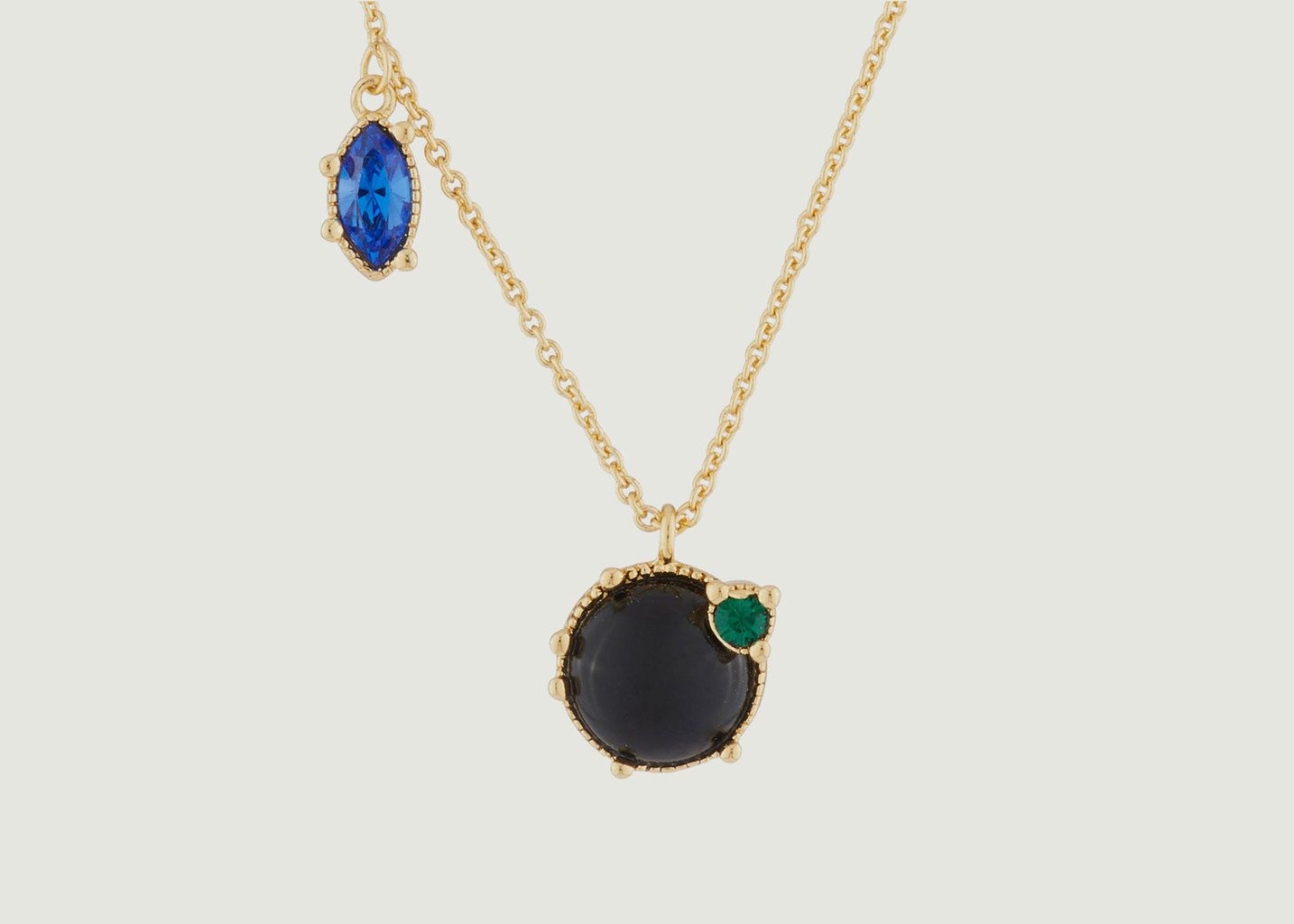 Collier Avec Onyx Et Strass Asymétrique - Les Néréides