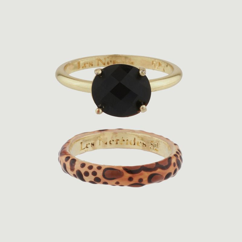 Onyx & Leopard Ring Stack - Les Néréides