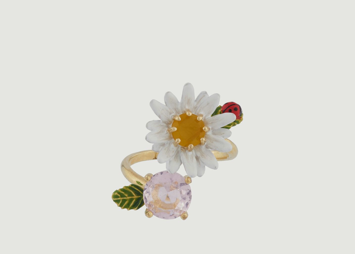 Bague Ajustable Pâquerette et Verre Taillé - Les Néréides