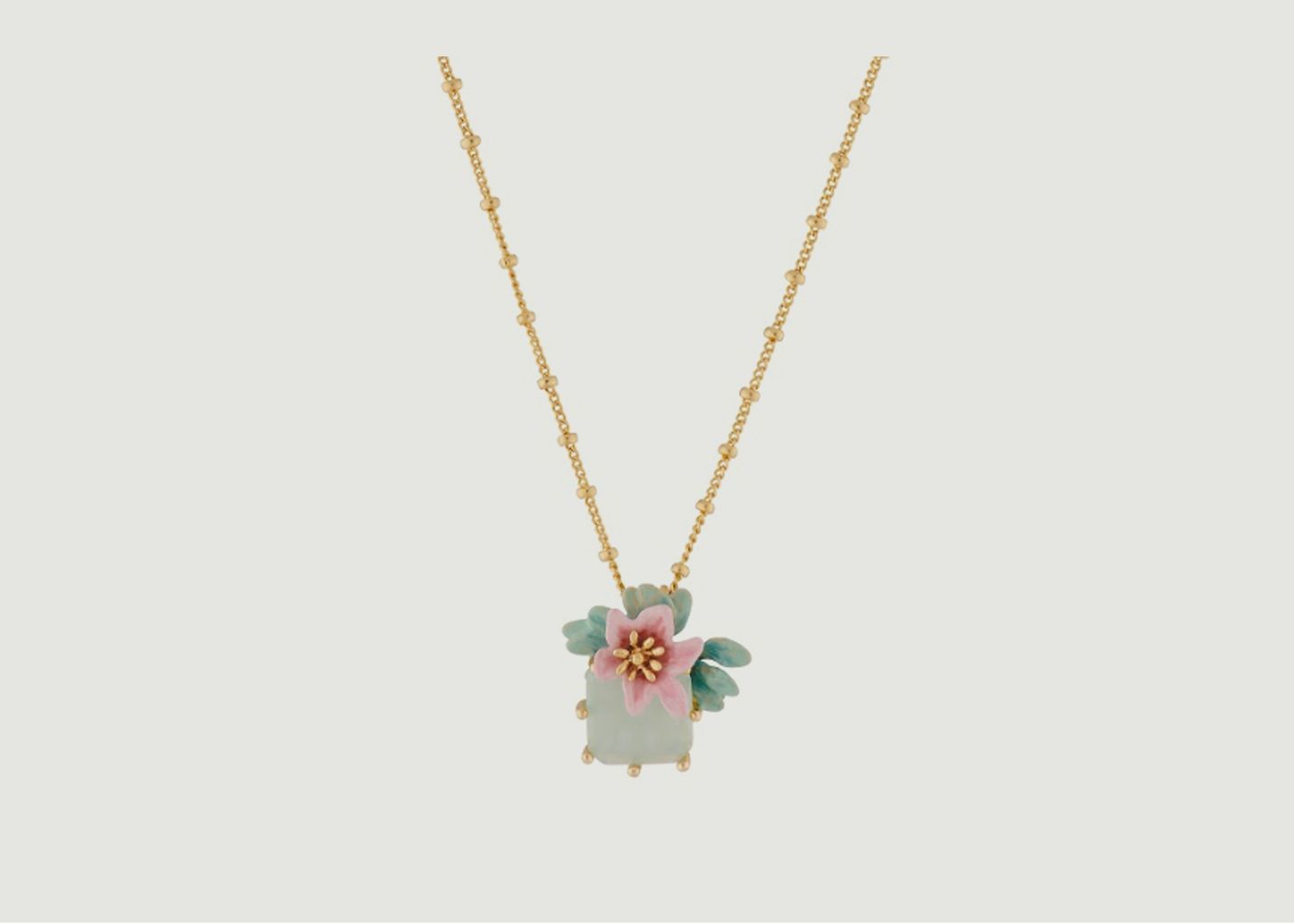 Lemon flower necklace with square stone - Les Néréides