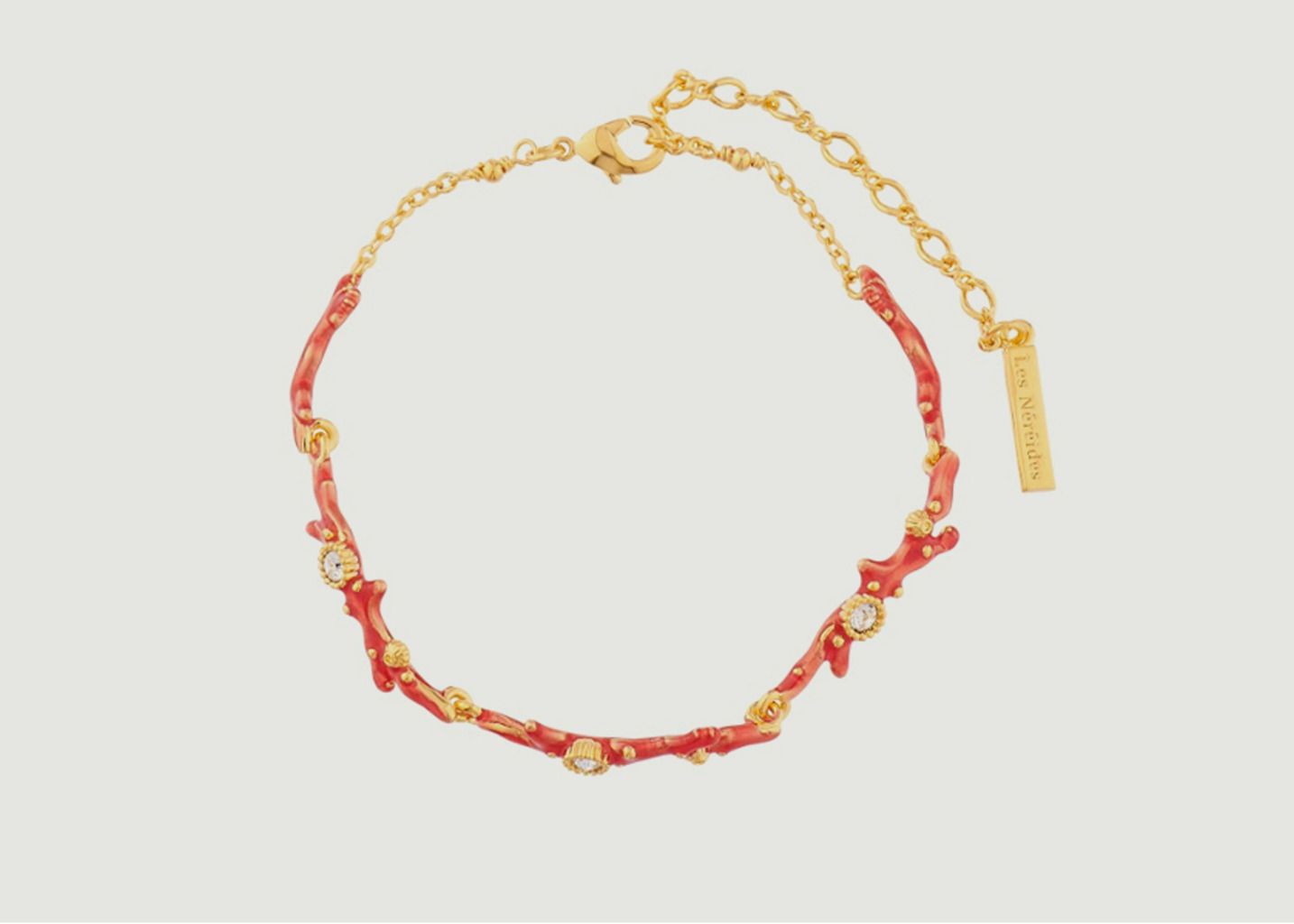 Coral fine bracelet with crystals - Les Néréides